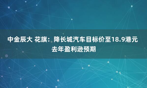 中金辰大 花旗：降长城汽车目标价至18.9港元 去年盈利逊预期